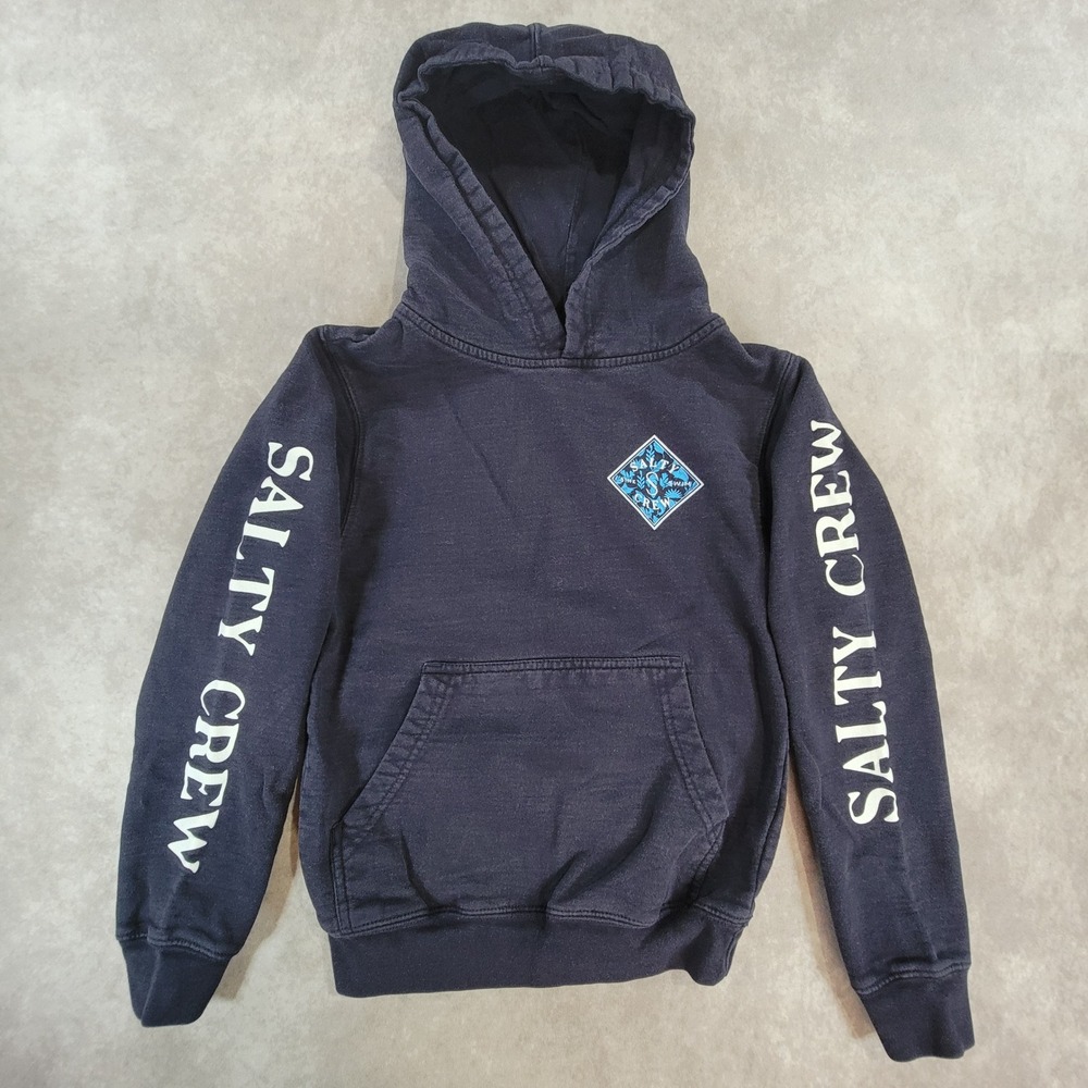 Salty Crew Kids Small Navy Blue Logo Graphic Pullover Hoodie Sweatshirt